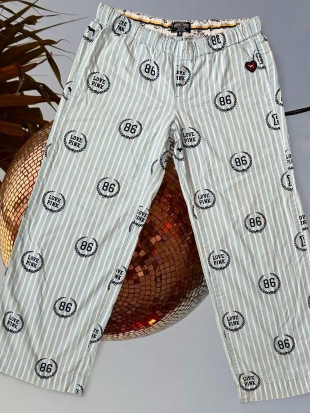 Y2K Victorias Secret PINK baby blue and white pinstripe pajama pants ⭐️ size XS